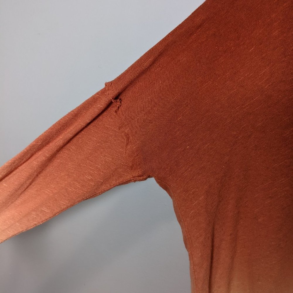Free People Orange We The Free Starry Night Long Sleeve Linen Cotton Tee Size S - Picture 5 of 9